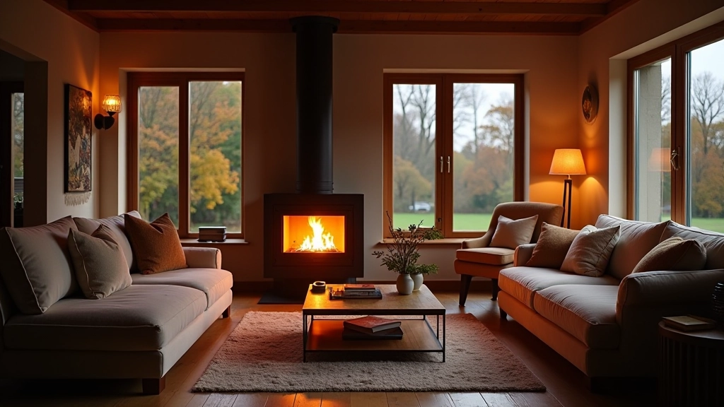 Cosy Irish home interior with warm lighting and comfortable furnishings