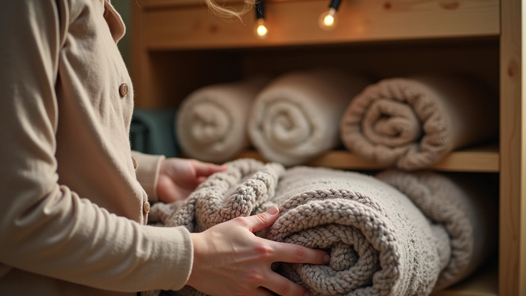 Organized storage of seasonal cosy textiles and blankets